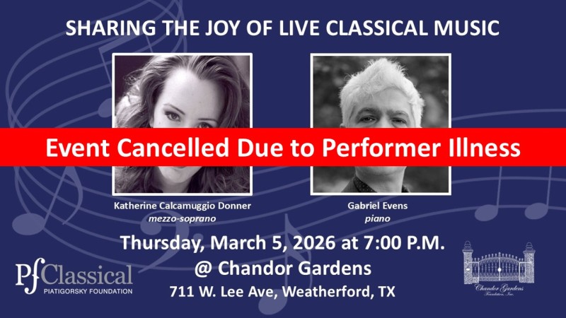 piatigorsky foundation concert march 2026 cancelled w